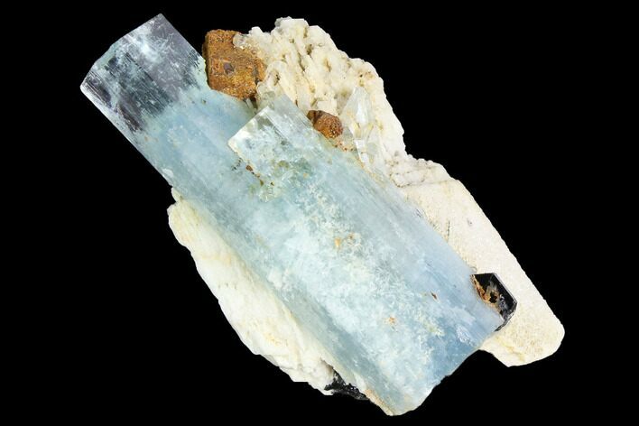 Gorgeous Aquamarine Crystal with Black Tourmaline & Feldspar - Namibia #92702